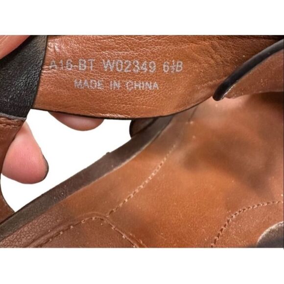 Cole Haan Strappy Black Leather Brown Wedge Slingback Sandals Women 6.5 - Picture 9 of 9